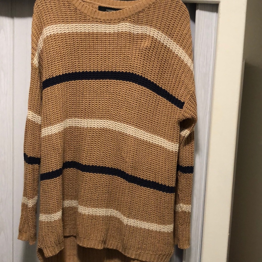 Forever 21 tan sweater with stripes